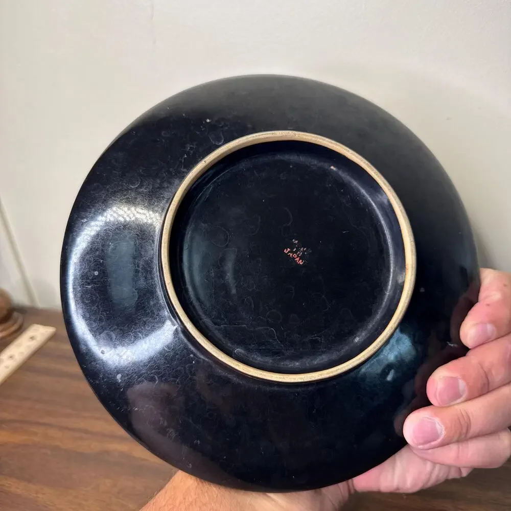Vintage Japanese Plate Bamboo Pattern Made in Japan Black & White